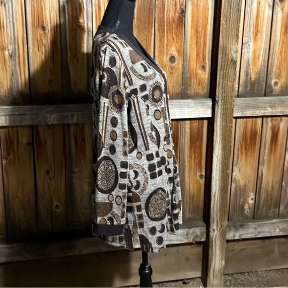 Cafe au Lait top tunic brown tan gold hardware Canada Large FIRM on PRICE NWT - Picture 5 of 8